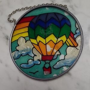 Colorful Stained Glass Hot Air Balloon Suncatcher Ornament (111)